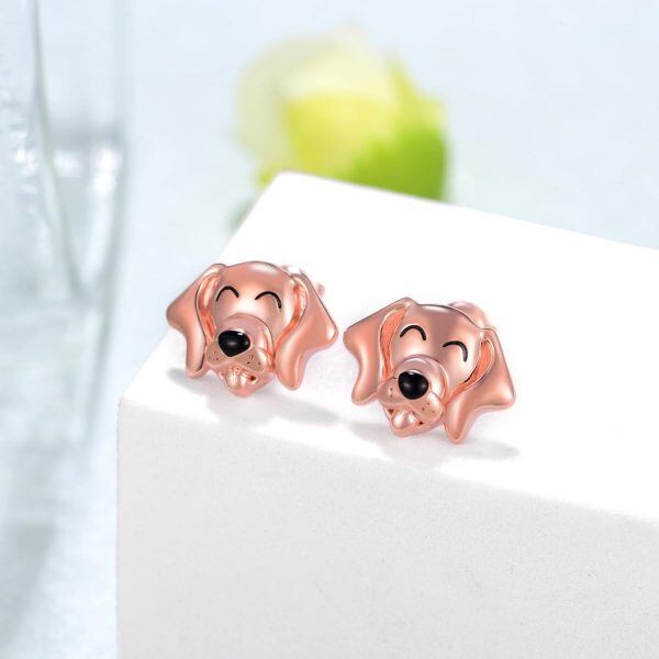 Sterling Silver Dog Earrings Stud Earrings-1