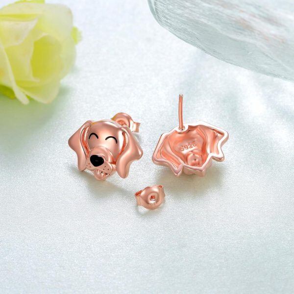 Sterling Silver Dog Earrings Stud Earrings-2