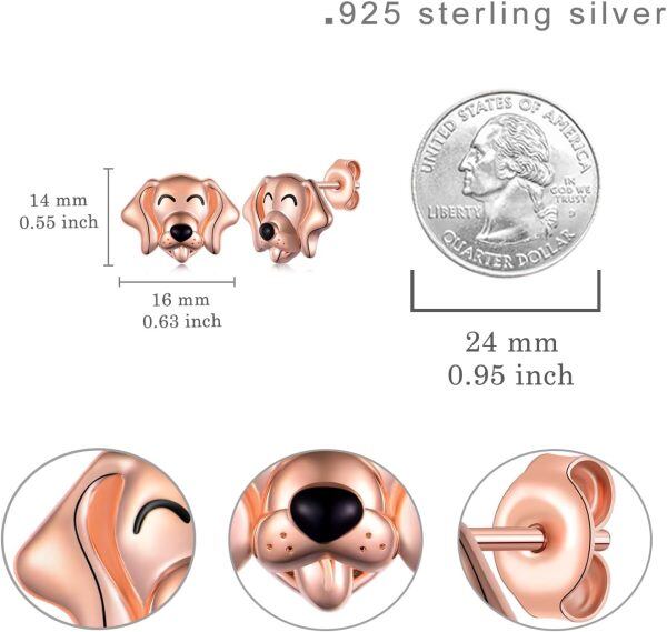 Sterling Silver Dog Earrings Stud Earrings-5