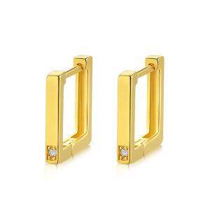 18K Gold Plated Sterling Silver Square Hoop Earrings for Women-0