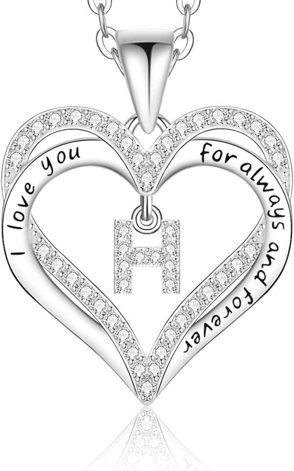 Sterling Silver Heart Initial Necklace-0