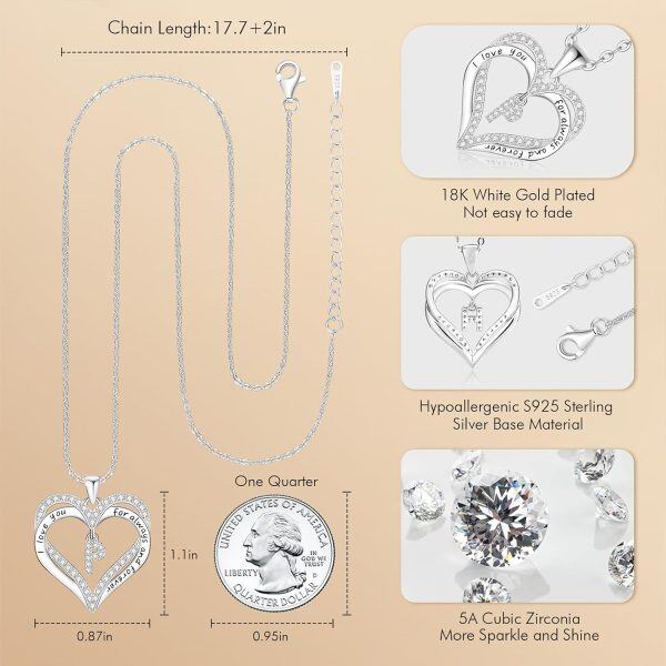 Sterling Silver Heart Initial Necklace-4