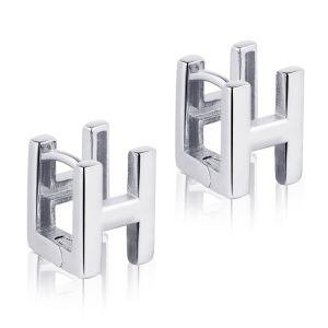 Initial Earrings Sterling Silver Letter H Hoop Earrings for Women-0