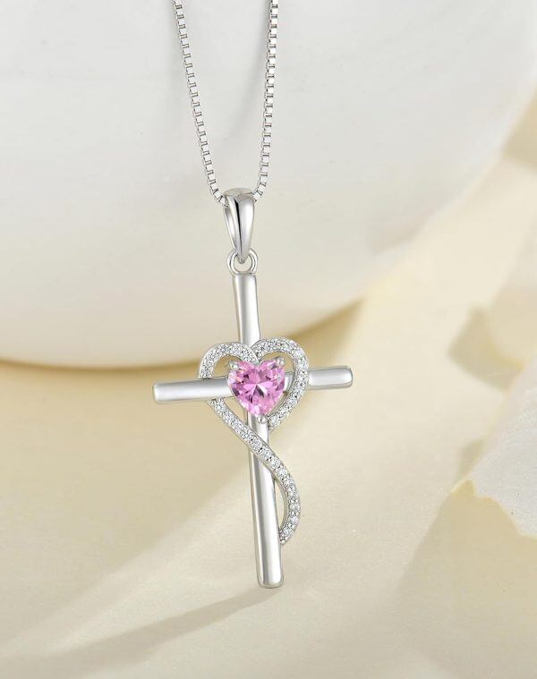 Sterling Silver Cross Heart Necklace-1