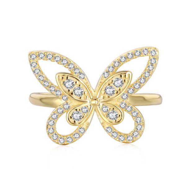 Sterling Silver Cubic Zirconia Butterfly Ring-0