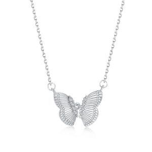 Sterling Silver Butterfly Necklace-0