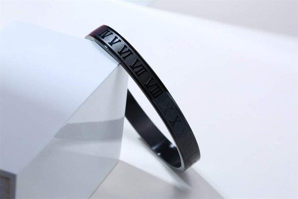 Sterling Silver Roman Numeral Bangle Bracelet-2