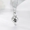 wholesale 925 Sterling Silver Heart-Shaped Black Crystal Dog Paw Print Pendant Necklace for Women-0-2