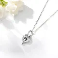 wholesale 925 Sterling Silver Heart-Shaped Black Crystal Dog Paw Print Pendant Necklace for Women-0-3