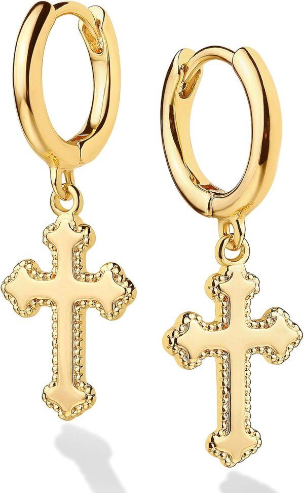 Cute Ankh Cross Hoop Huggie Earring Jewelry For Women-0