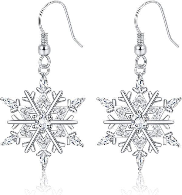 Sterling Silver Snowflake Earrings-0