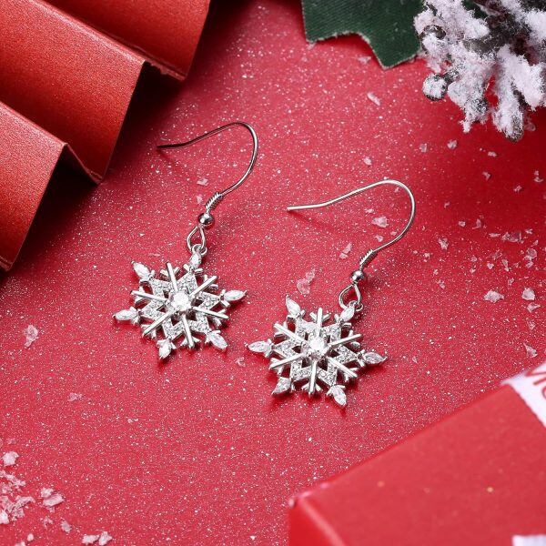 Sterling Silver Snowflake Earrings-2