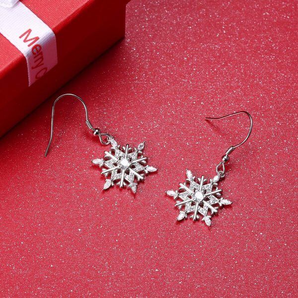 Sterling Silver Snowflake Earrings-5