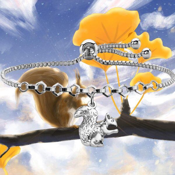 Sterling Silver Squirrel Charm Bracelet-4