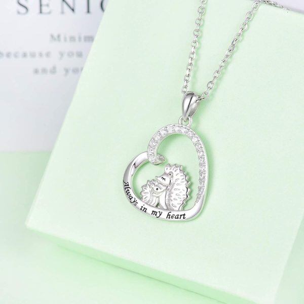 Sterling Sliver Hedgehog Heart Necklace-1