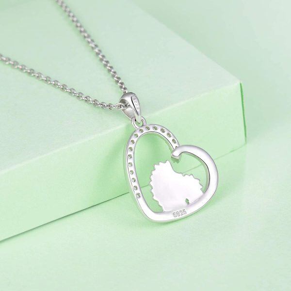 Sterling Sliver Hedgehog Heart Necklace-4