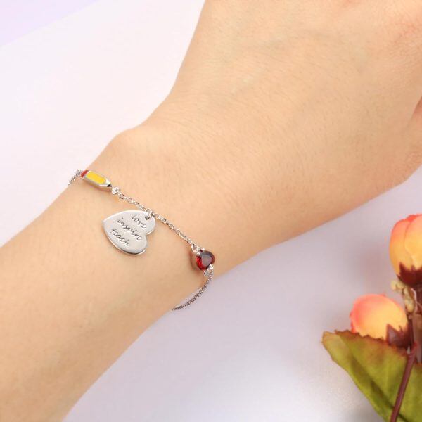 Sterling Silver Pencil Heart Bracelet-1