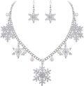 wholesale 925 Sterling Silver Snowflake Necklace & Earrings Set with Pearls and Crystals-0-0