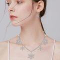 wholesale 925 Sterling Silver Snowflake Necklace & Earrings Set with Pearls and Crystals-0-2