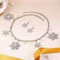 wholesale 925 Sterling Silver Snowflake Necklace & Earrings Set with Pearls and Crystals-0-5