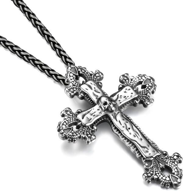 Sterling Silver Skull Cross Necklace-0