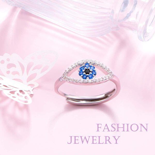 Sterling Silver Evil Eye Rings-4