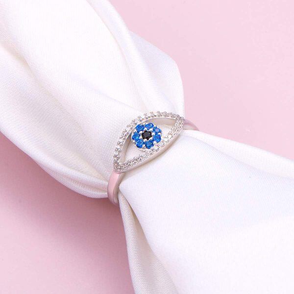 Sterling Silver Evil Eye Rings-5