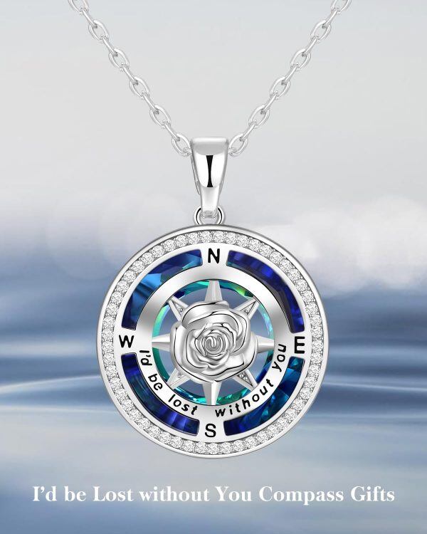 Sterling Silver Compass Necklace-2