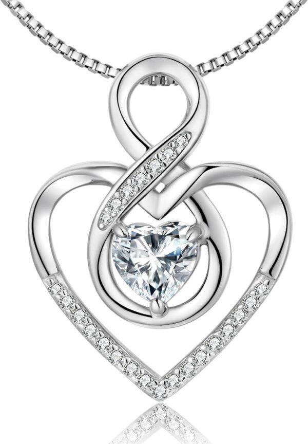 Sterling Silver Infinity Heart Necklace-0