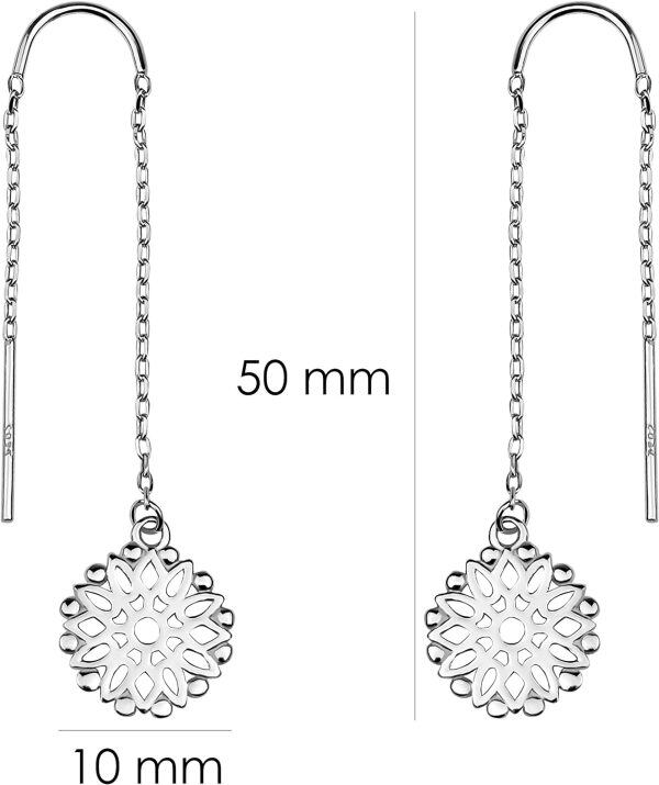 Sterling Silver Flower Threader Earrings-3