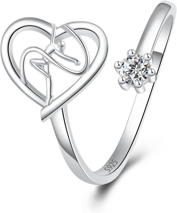 Sterling Silver Gymnastics Heart Ring-0