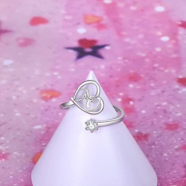 Sterling Silver Gymnastics Heart Ring-4