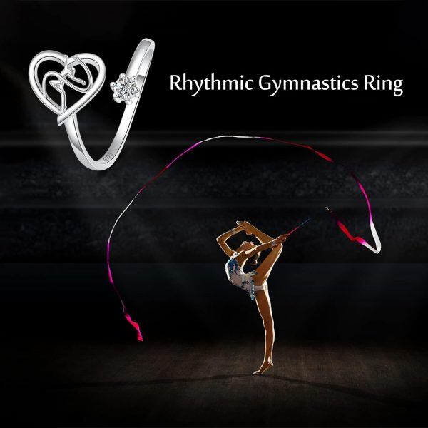 Sterling Silver Gymnastics Heart Ring-7