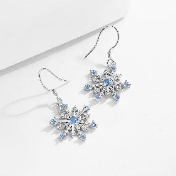 Sterling Silver Snowflake Earrings-1