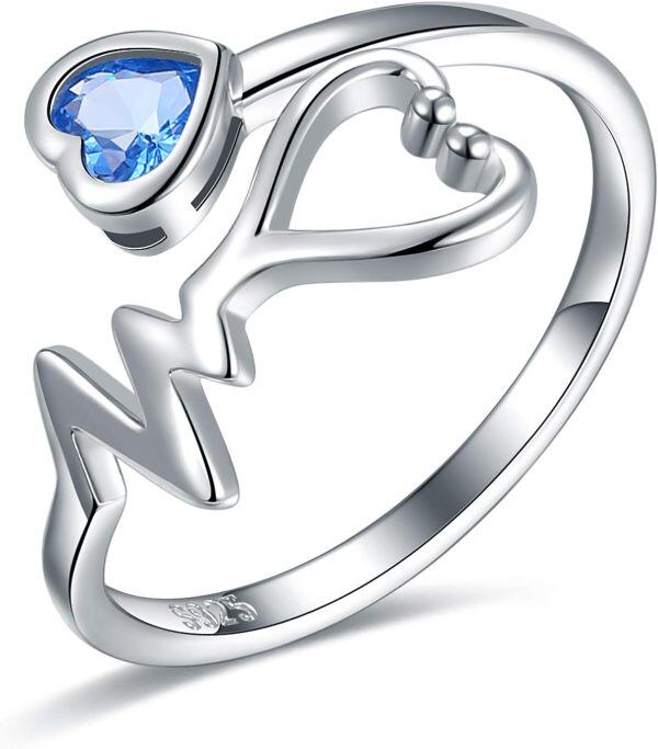 Sterling Silver Heart Stethoscope Rings-0