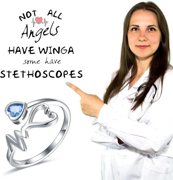 Sterling Silver Heart Stethoscope Rings-1