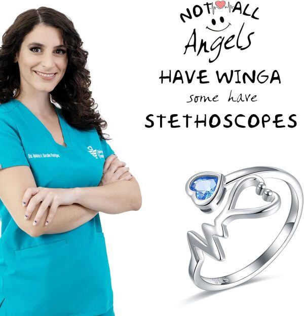 Sterling Silver Heart Stethoscope Rings-2