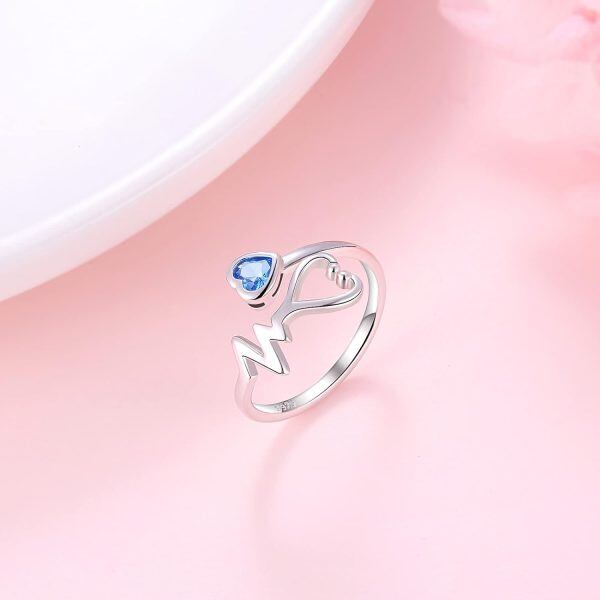 Sterling Silver Heart Stethoscope Rings-4