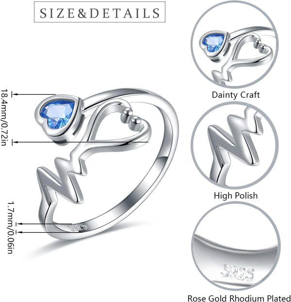 Sterling Silver Heart Stethoscope Rings-5