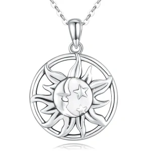 Sterling Silver Sun And Moon Necklace-0