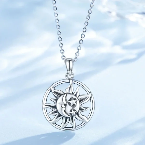 Sterling Silver Sun And Moon Necklace-3