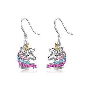 Sterling Silver Unicorn Earrings-0