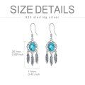 wholesale 925 Sterling Silver with Turquoise Stone and Feathers Drop Earrings for Women-0-3