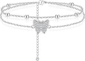 Sterling Silver Butterfly Ankle Bracelet-0