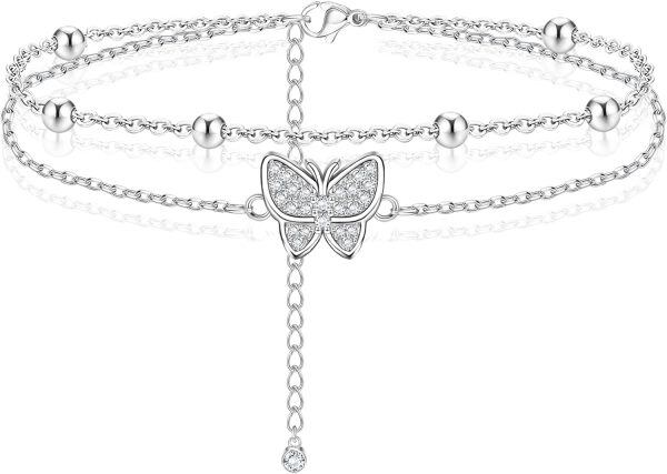 Sterling Silver Butterfly Ankle Bracelet-0