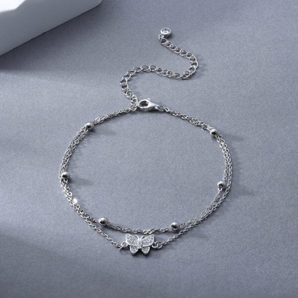 Sterling Silver Butterfly Ankle Bracelet-5