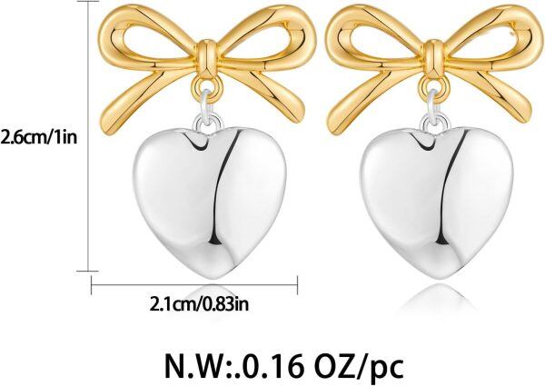 Sterling Silver Heart Bow Earring-5