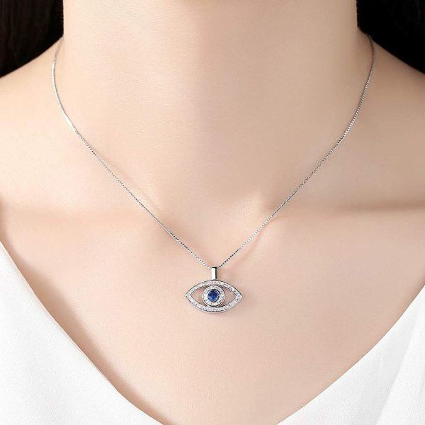 Sterling Silver Evil Eye Necklace-1