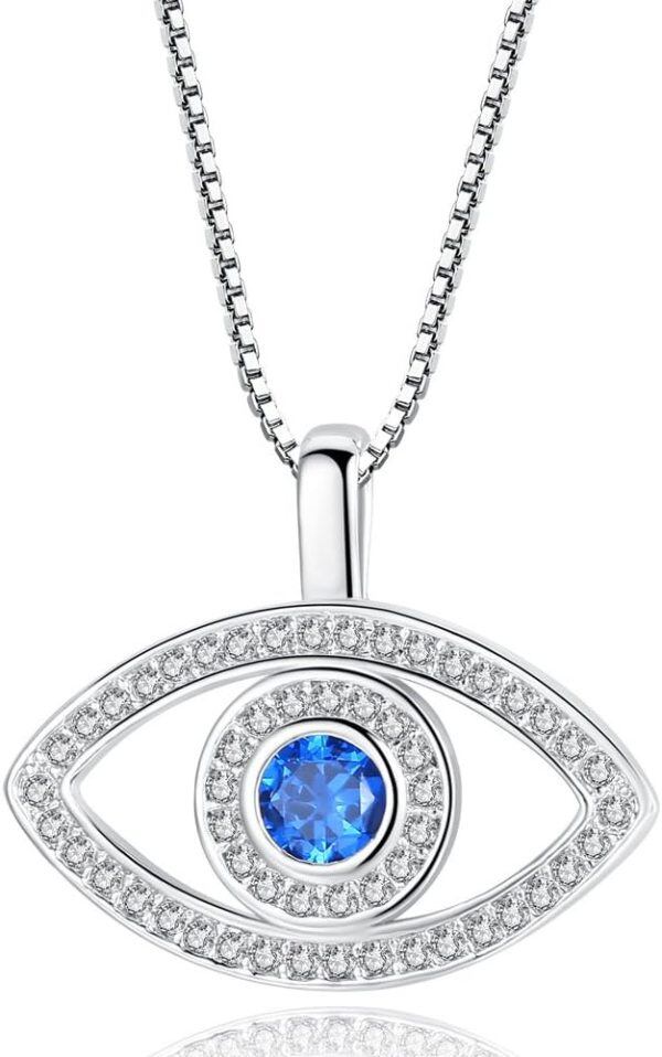 Sterling Silver Evil Eye Necklace-0