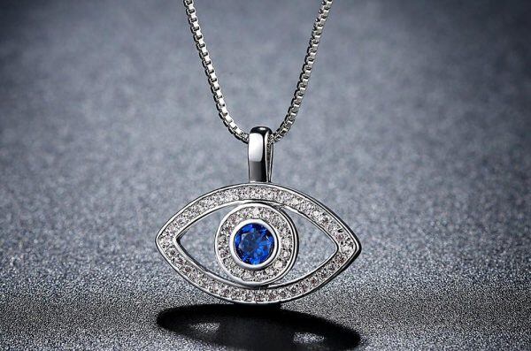 Sterling Silver Evil Eye Necklace-2